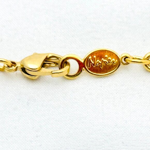 Vintage Napier Elephant Pendant Gold Tone Long Chain Signed - Picture 9 of 9